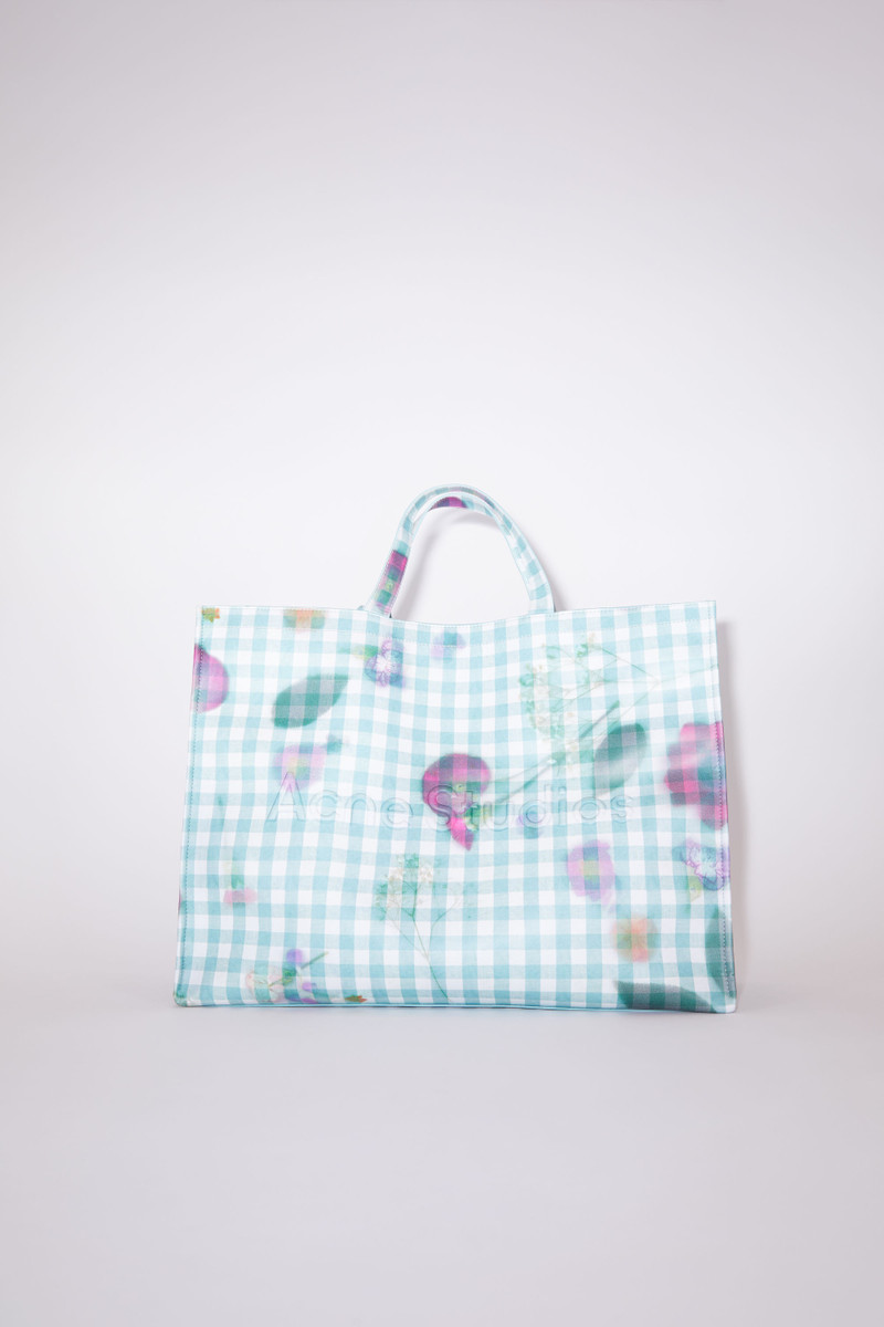 Logo shoulder tote bag - White/green 1