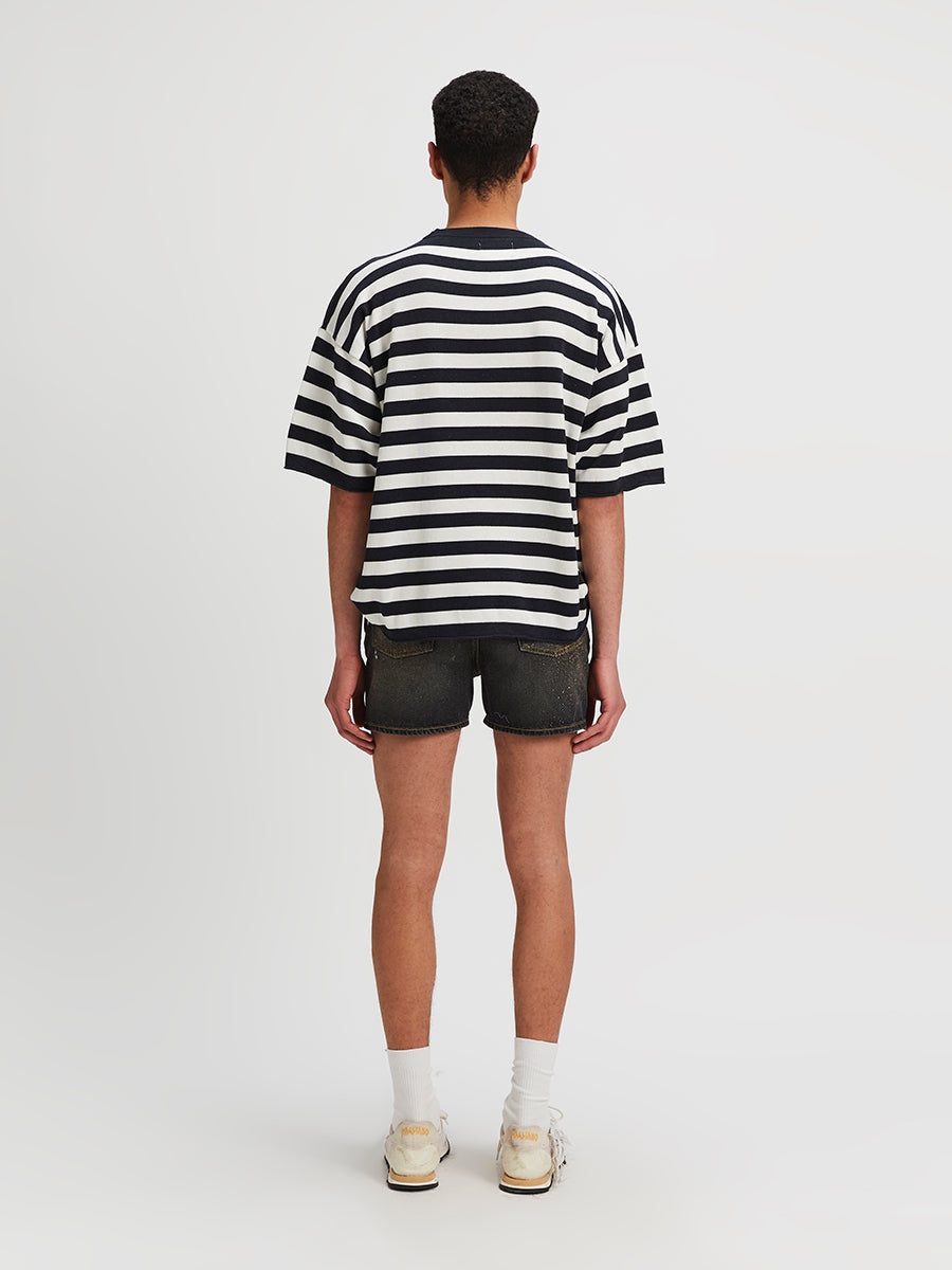 Magliano | Venezia Knitted Tee White And Navy - 5