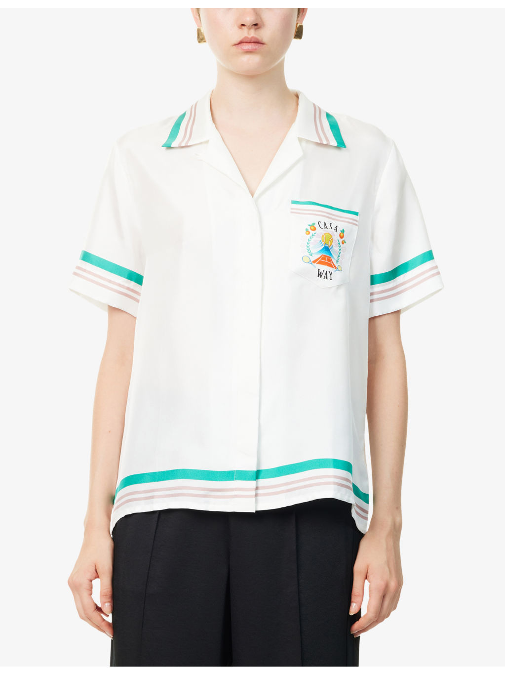 Cuban-Collar Printed Silk Shirt - 3