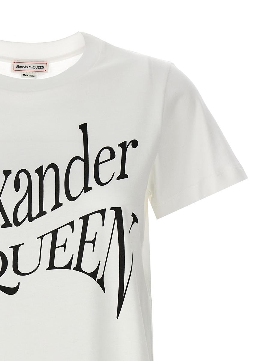 Tシャツ・カットソー ALEXANDER MCQUEEN Logo print t-shirt White/Black 781403QZALT WMNS) Alexander McQueen Logo T-Shirt 'White Black' 781403