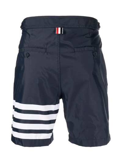 Thom Browne BUTTON FRONT BOARD SHORT W/ ADJUSTABLE ELASTIC BACK & 4BAR IN SWIM TECH outlook