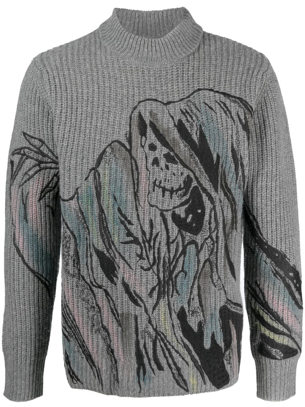 graphic-print knit jumper - 1