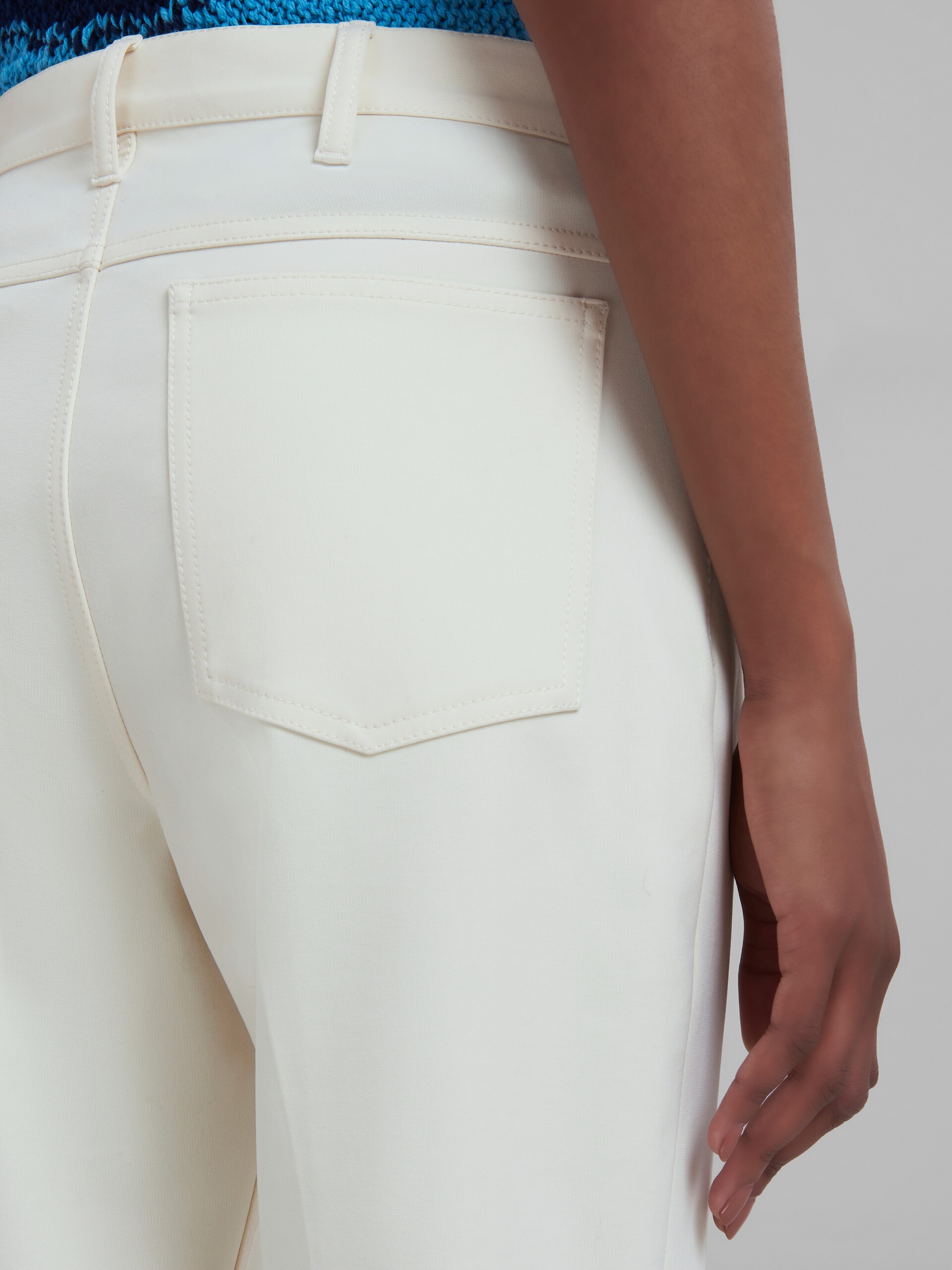 WHITE FLARED JERSEY TROUSERS - 4
