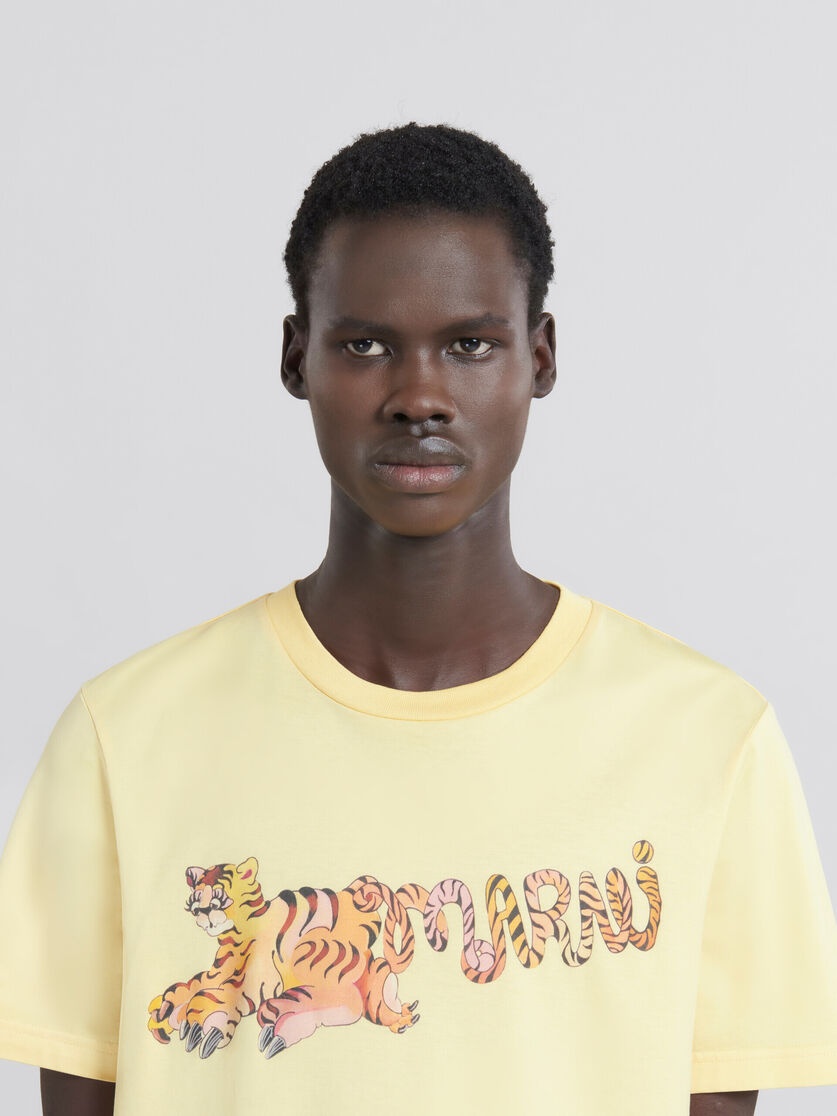 YELLOW ORGANIC JERSEY REGULAR-FIT T-SHIRT WITH PRINT - 4