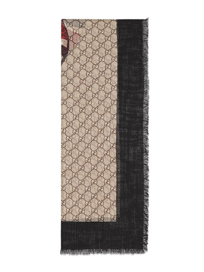 GUCCI Web and Kingsnake print wool scarf outlook