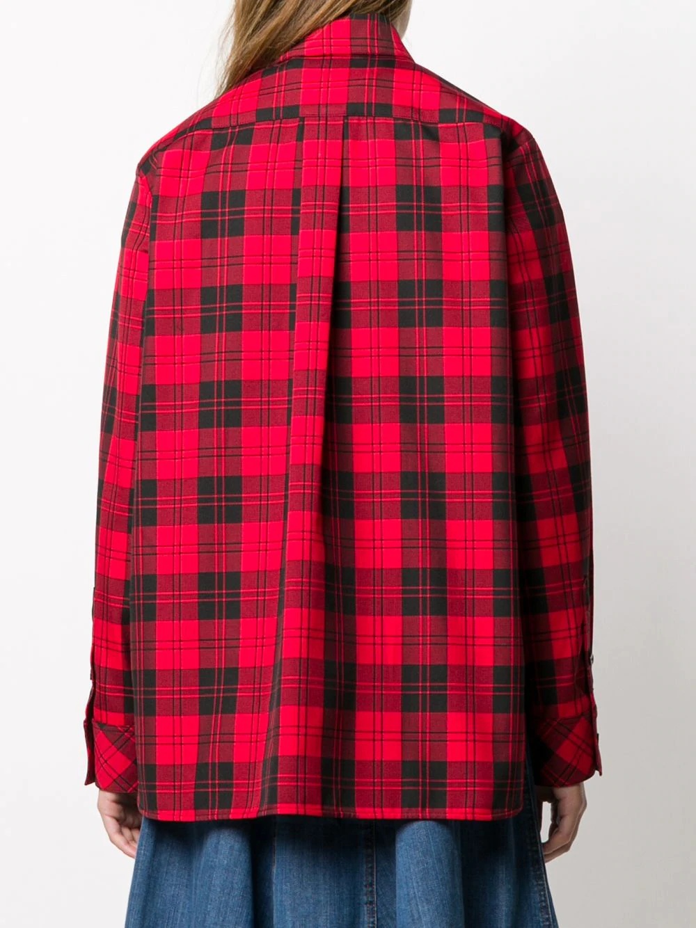 plaid print oversized shirt - 4