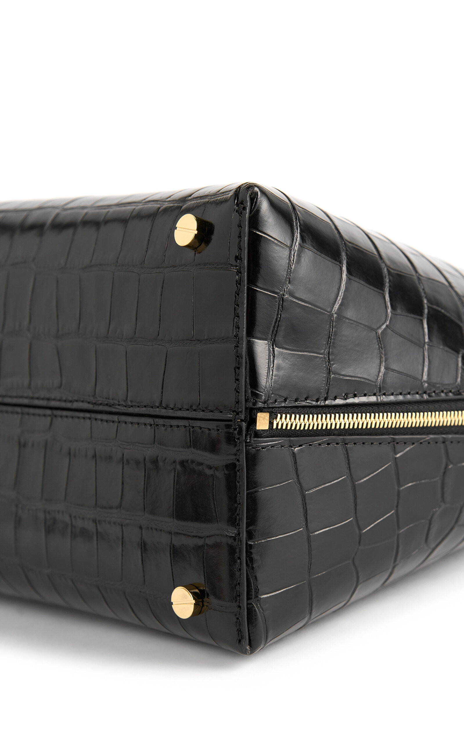 Lounge Medium Croc-Embossed Leather Tote Bag black - 6