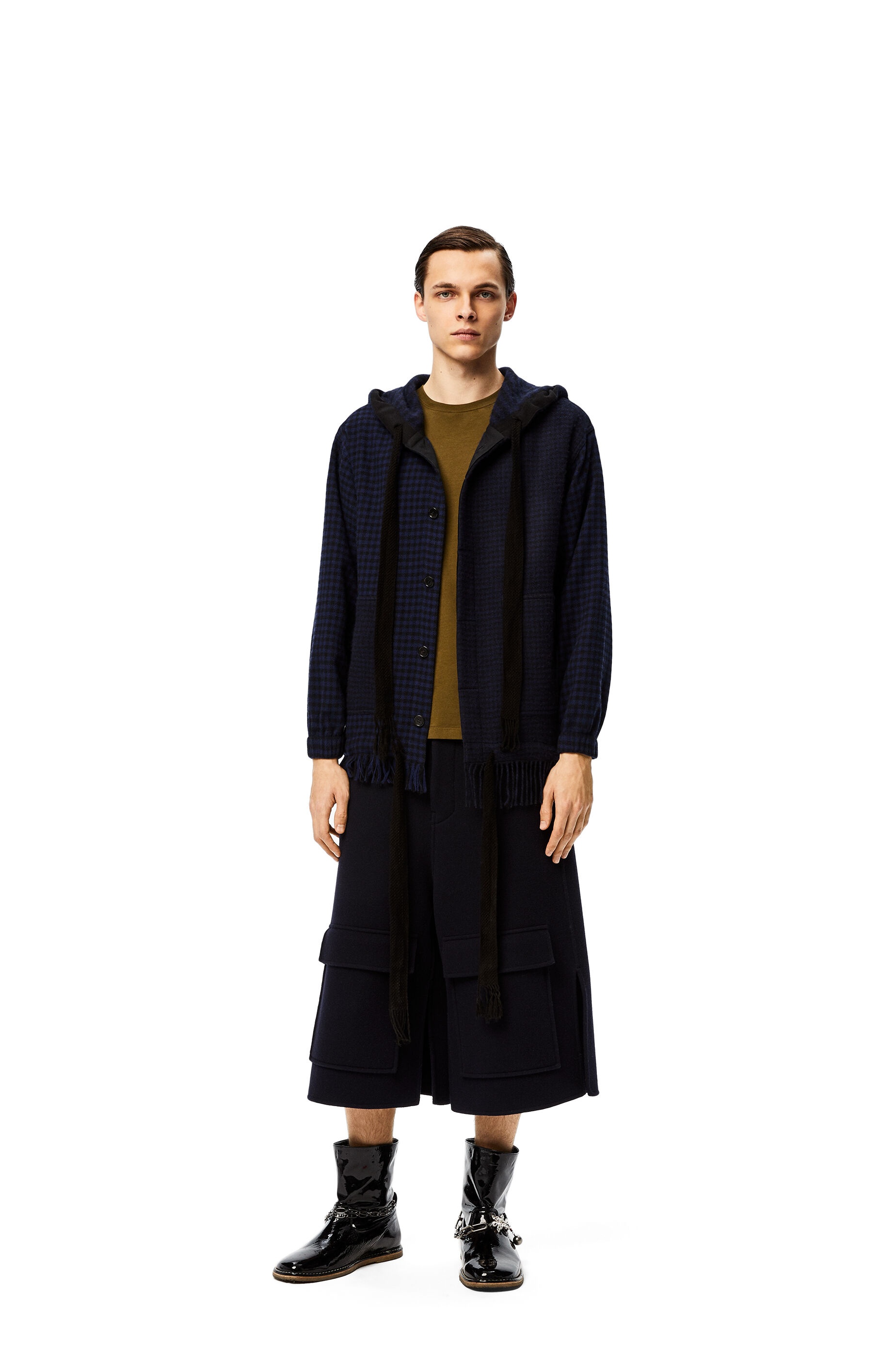 Hooded jacket in check wool and cashmere - 2