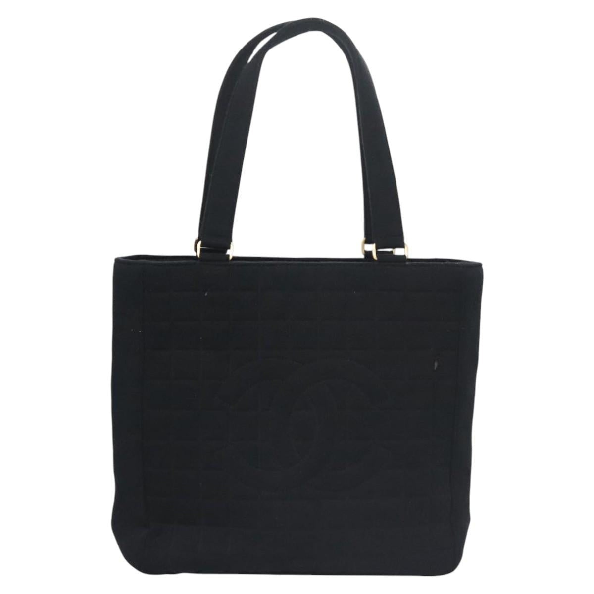 CHANEL Choco Bar Tote Bag Cotton Black CC - 13