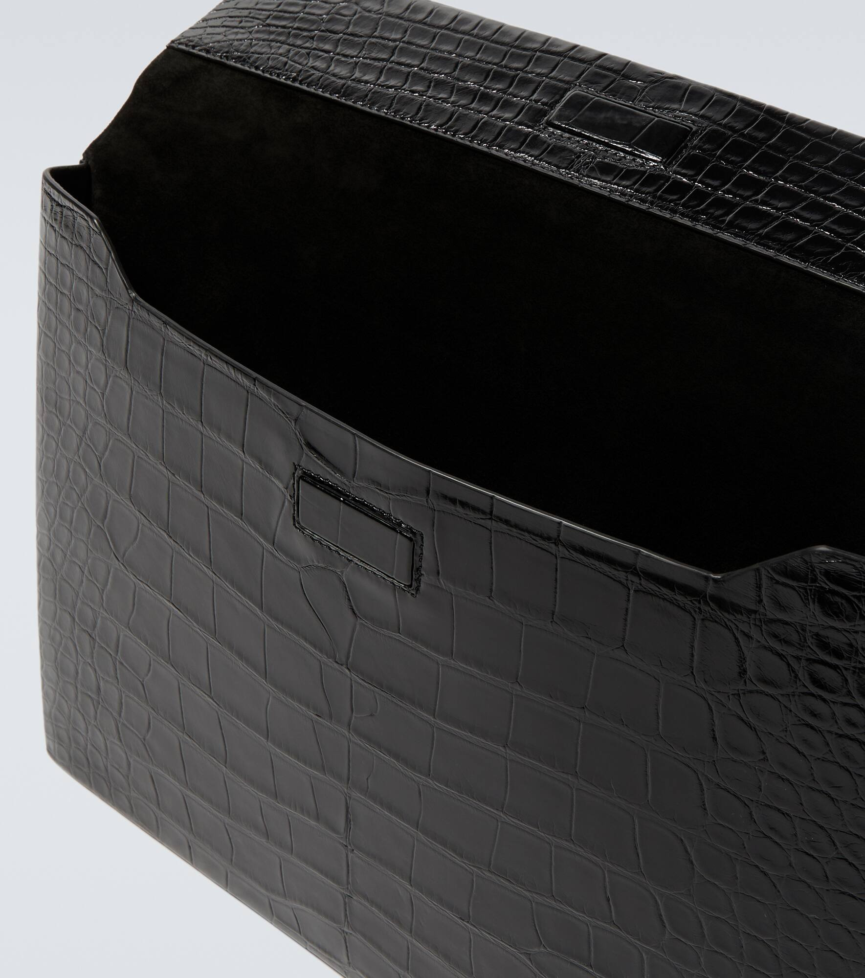 Croc-effect leather briefcase - 4