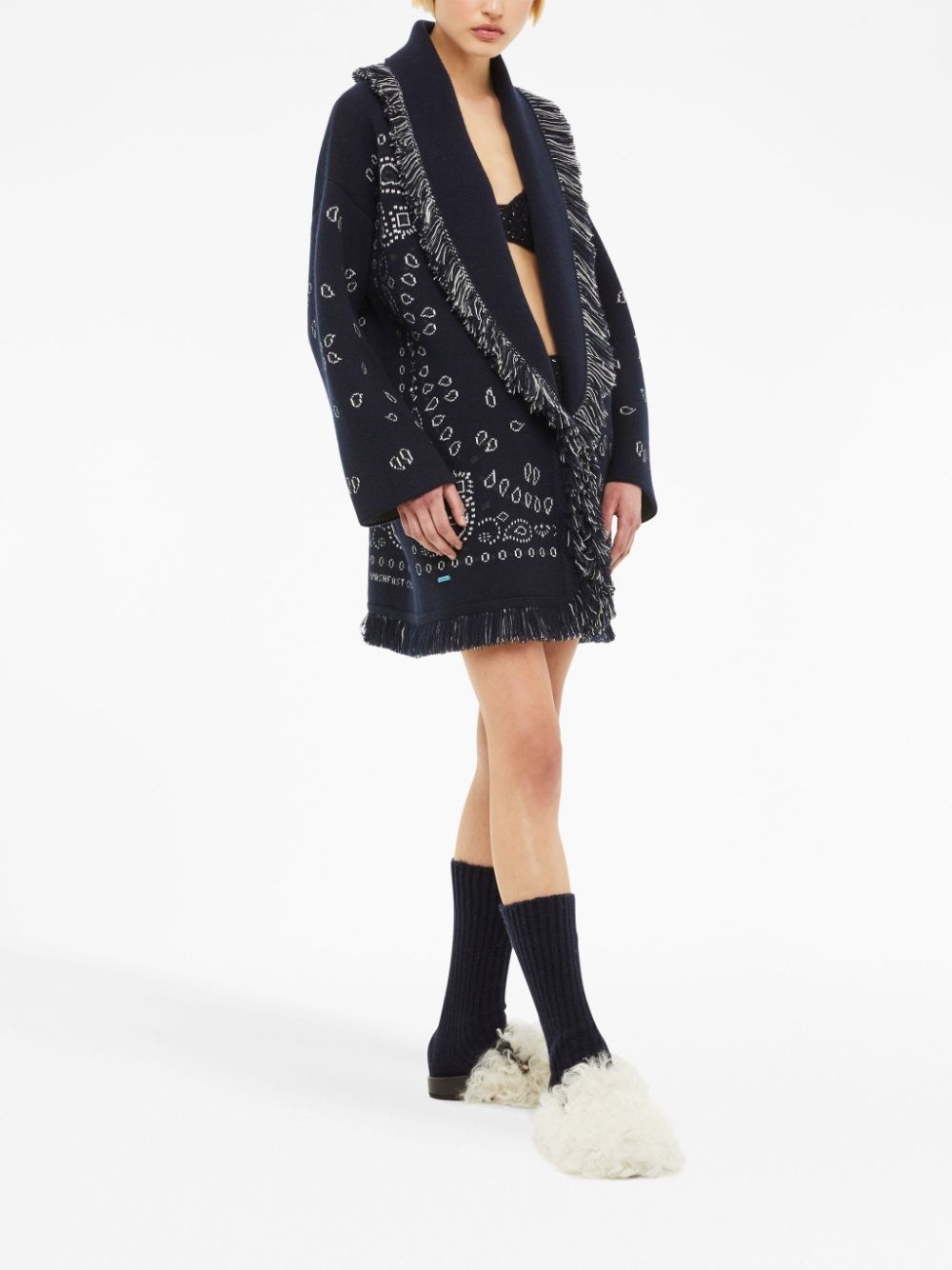 Bandana jacquard cashmere cardigan - 3