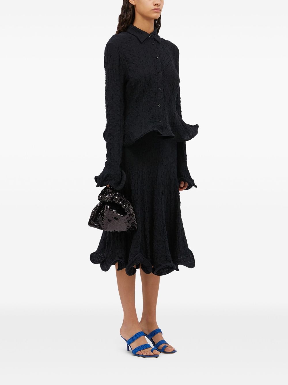 crinkle-effect skirt - 3