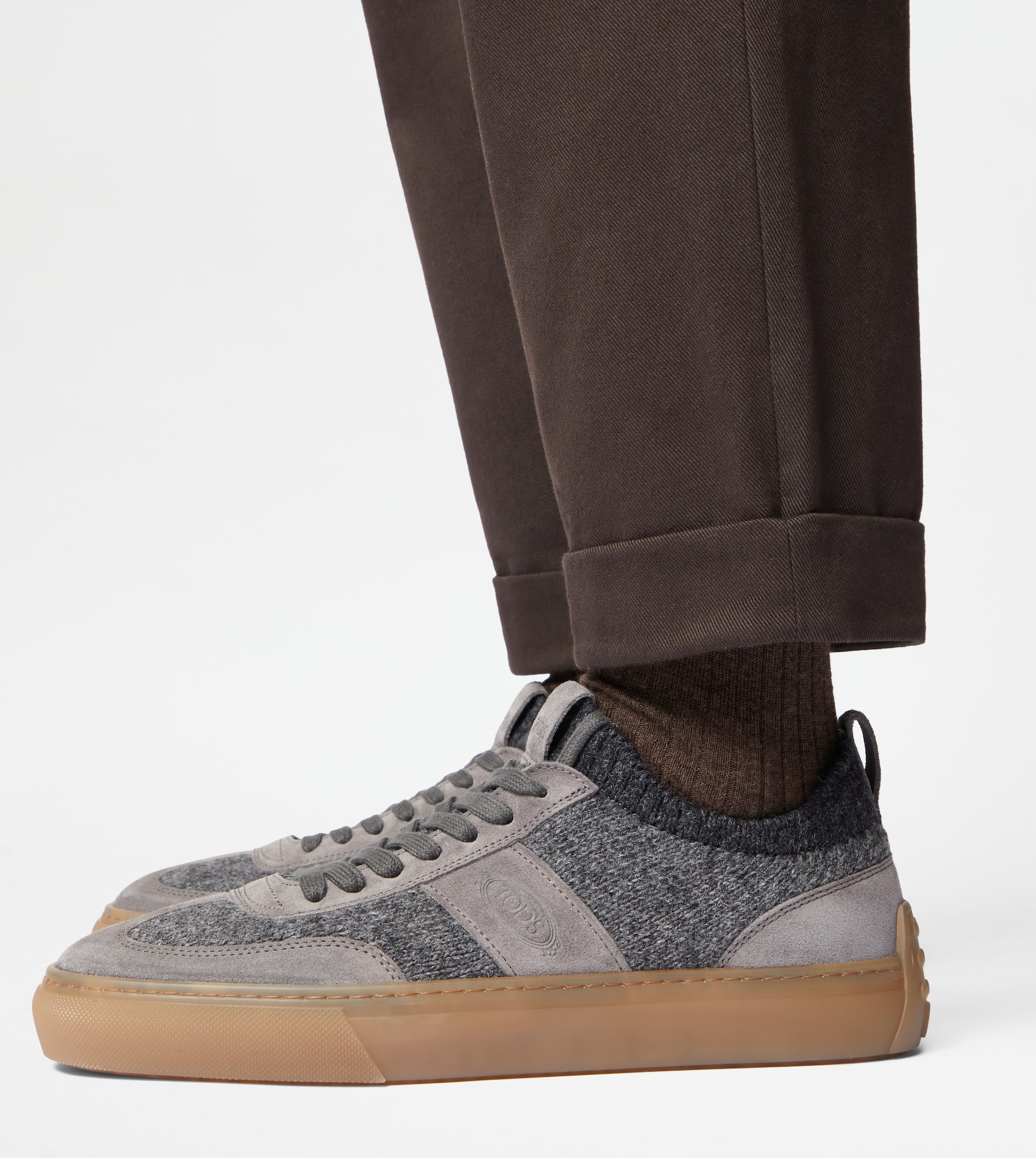 SNEAKERS IN SUEDE AD KNIT - GREY - 7