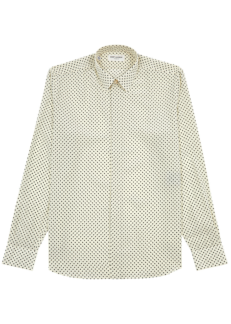 Polka-dot printed silk shirt - 1