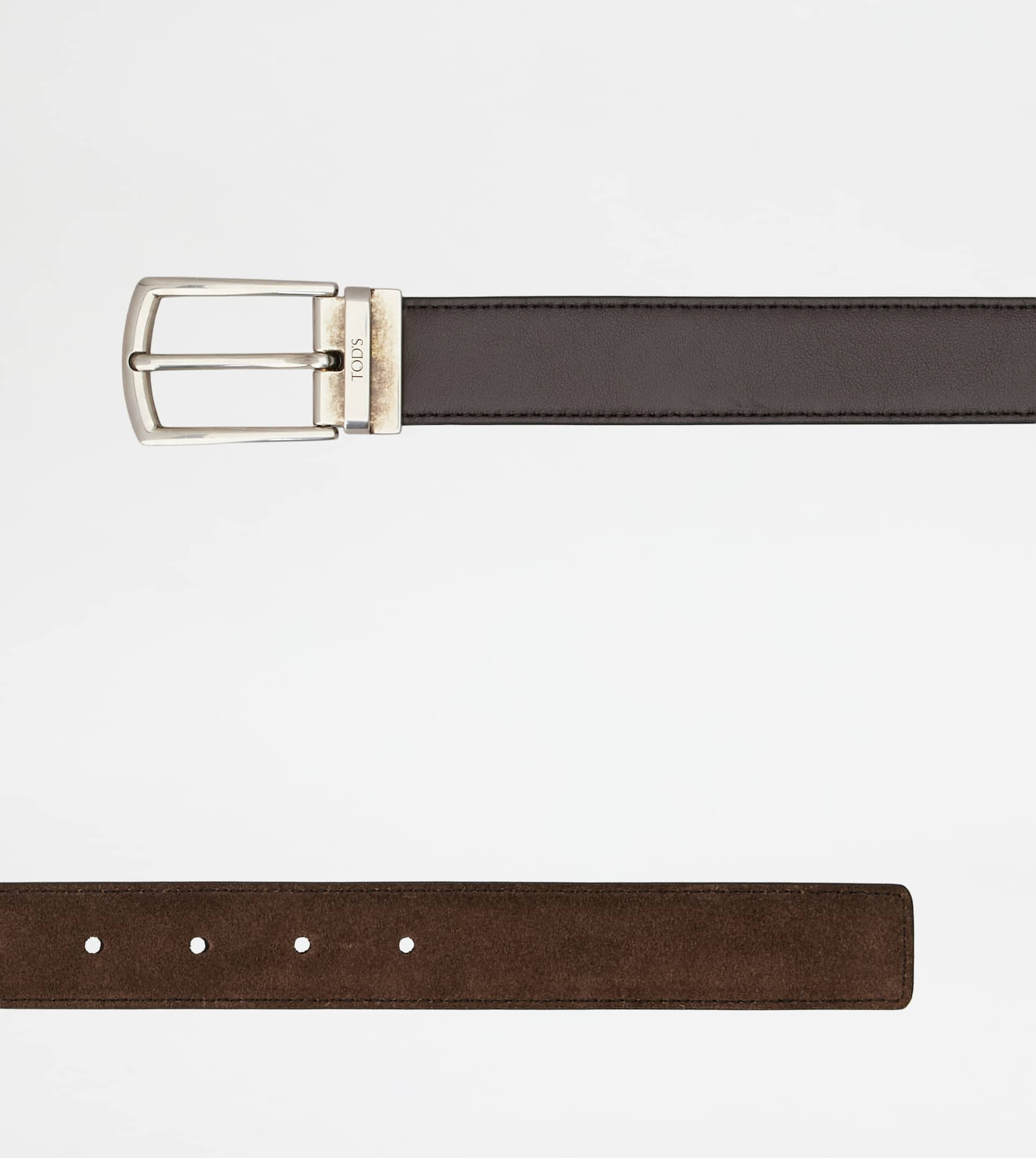 ADJUSTABLE AND REVERSIBLE BELT IN LEATHER - BROWN - 3