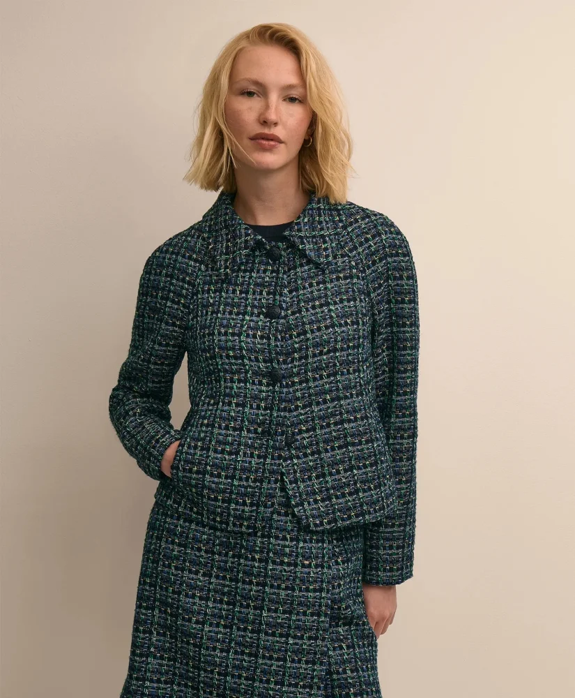 Boucle Plaid Cropped Jacket - 1
