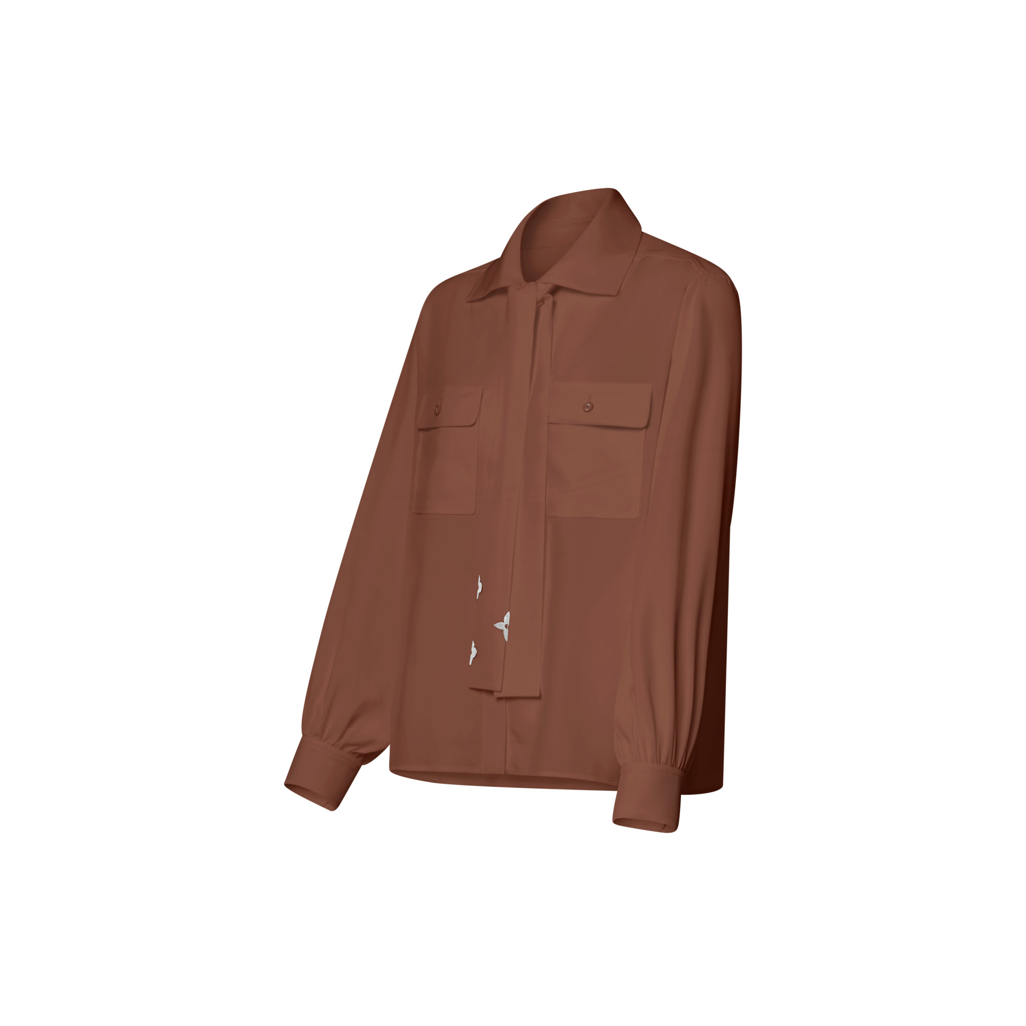 Long-Sleeved  Lavaliere Shirt With Pocket Detail - 2