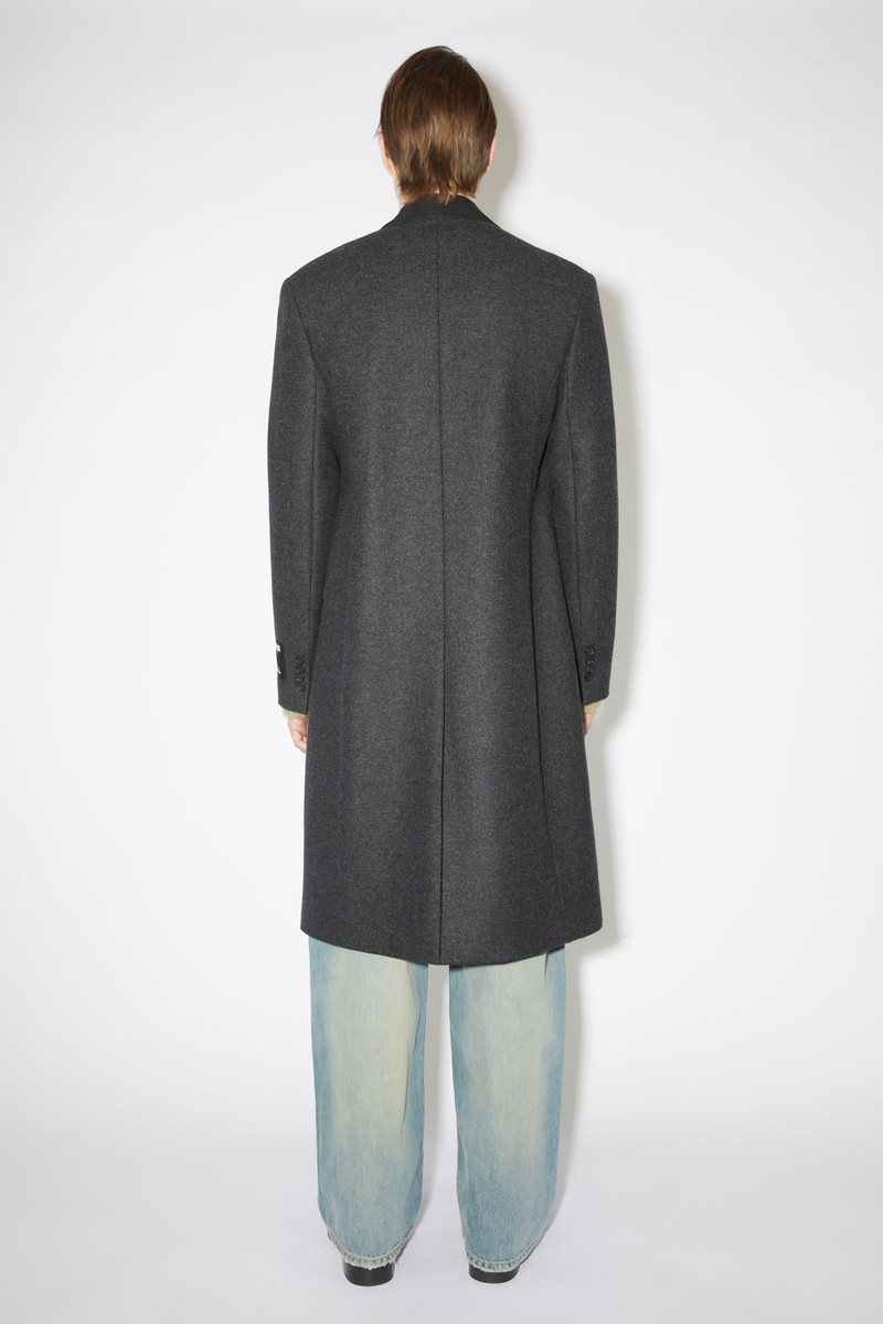 Single-breasted wool blend coat - Dark Grey Melange 3