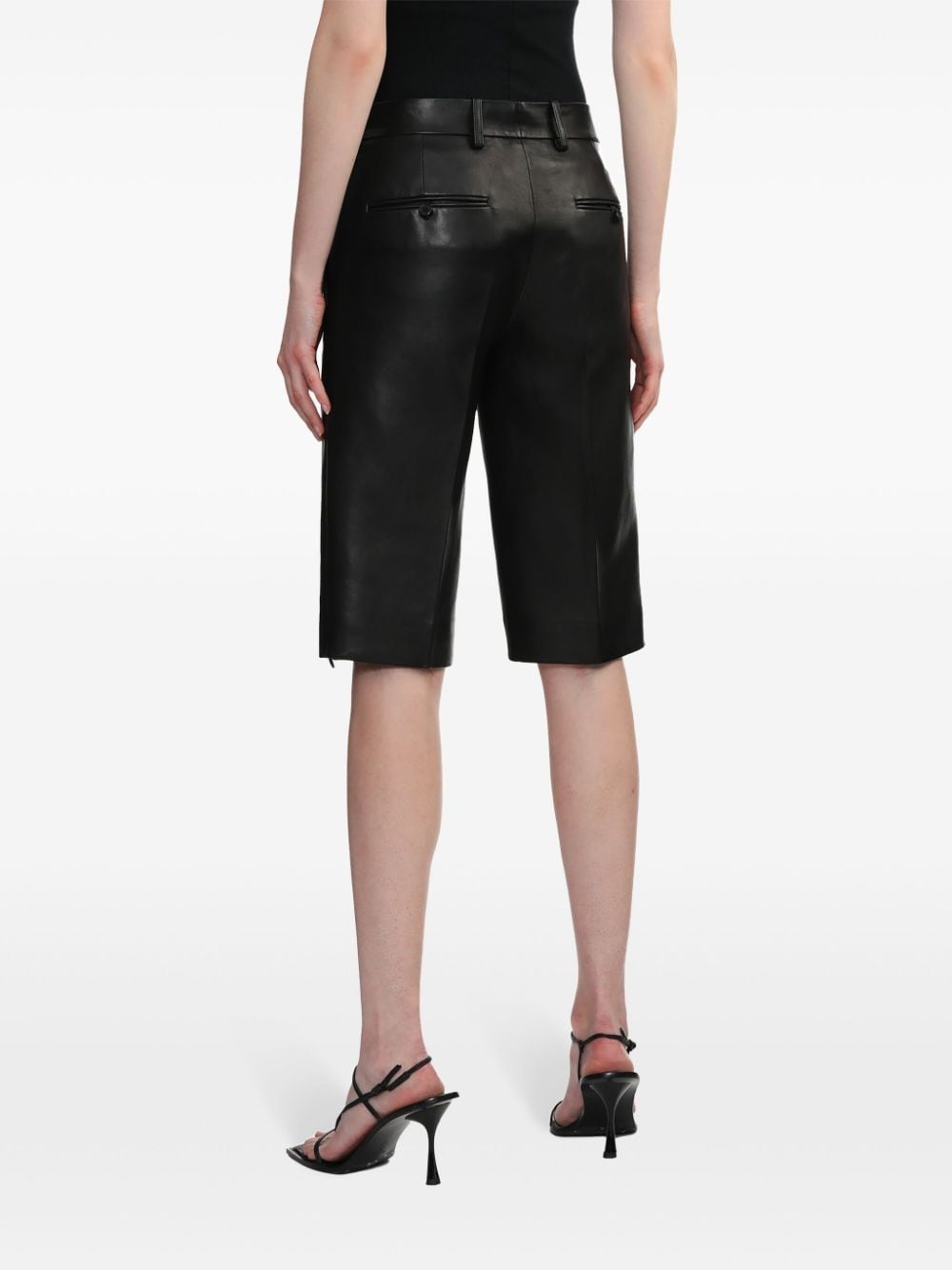 leather knee-length shorts - 4