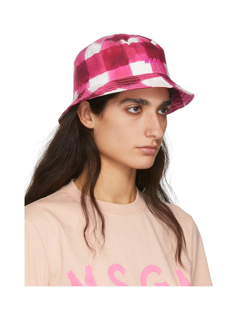 MSGM Pink Plaid Bucket Hat outlook