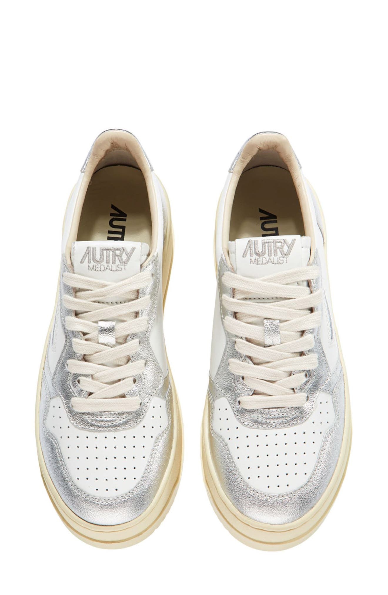 AUTRY AUTRY Platform Sneaker in White/Silver at Nordstrom