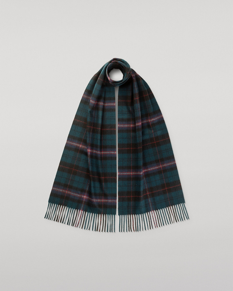 Culzean Plaid Bottle Green Cashmere Scarf 1