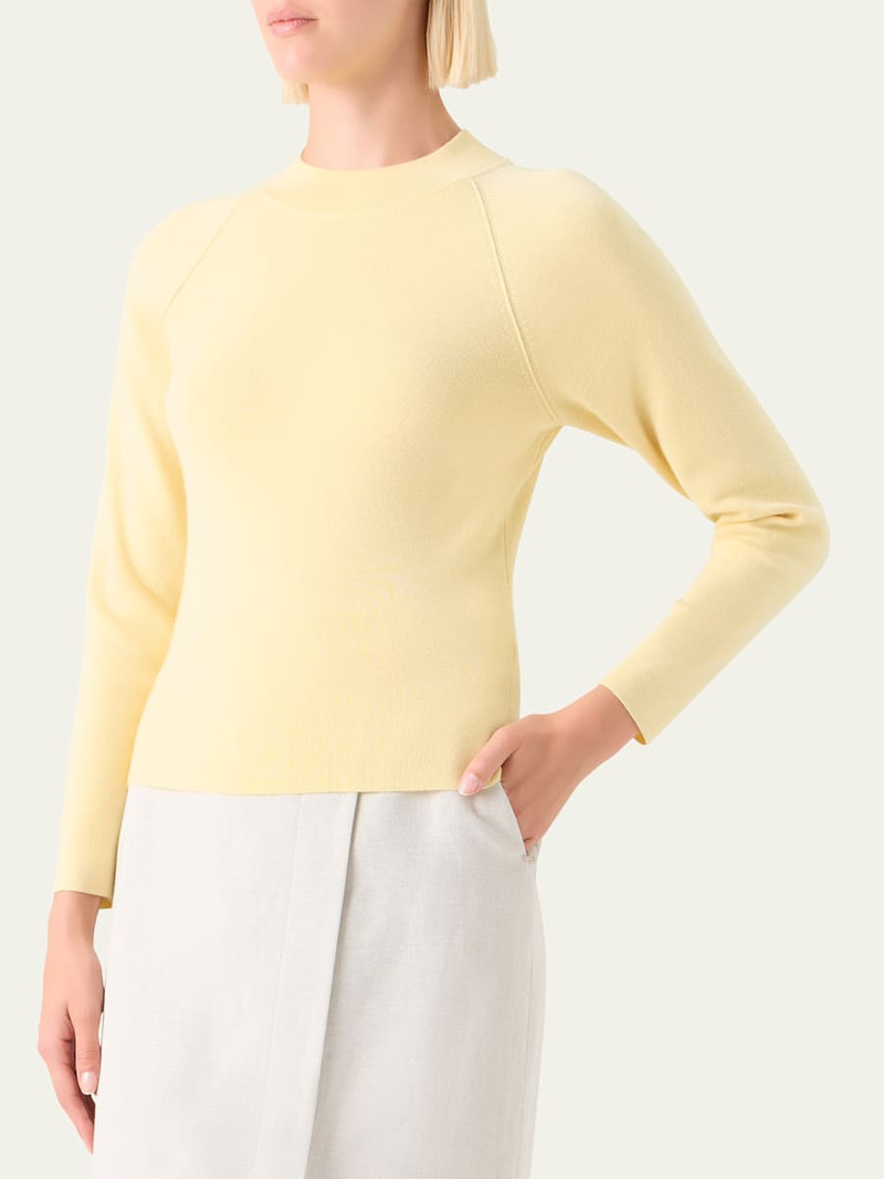 Mock-Neck Cashmere-Silk Raglan-Sleeve Sweater 4