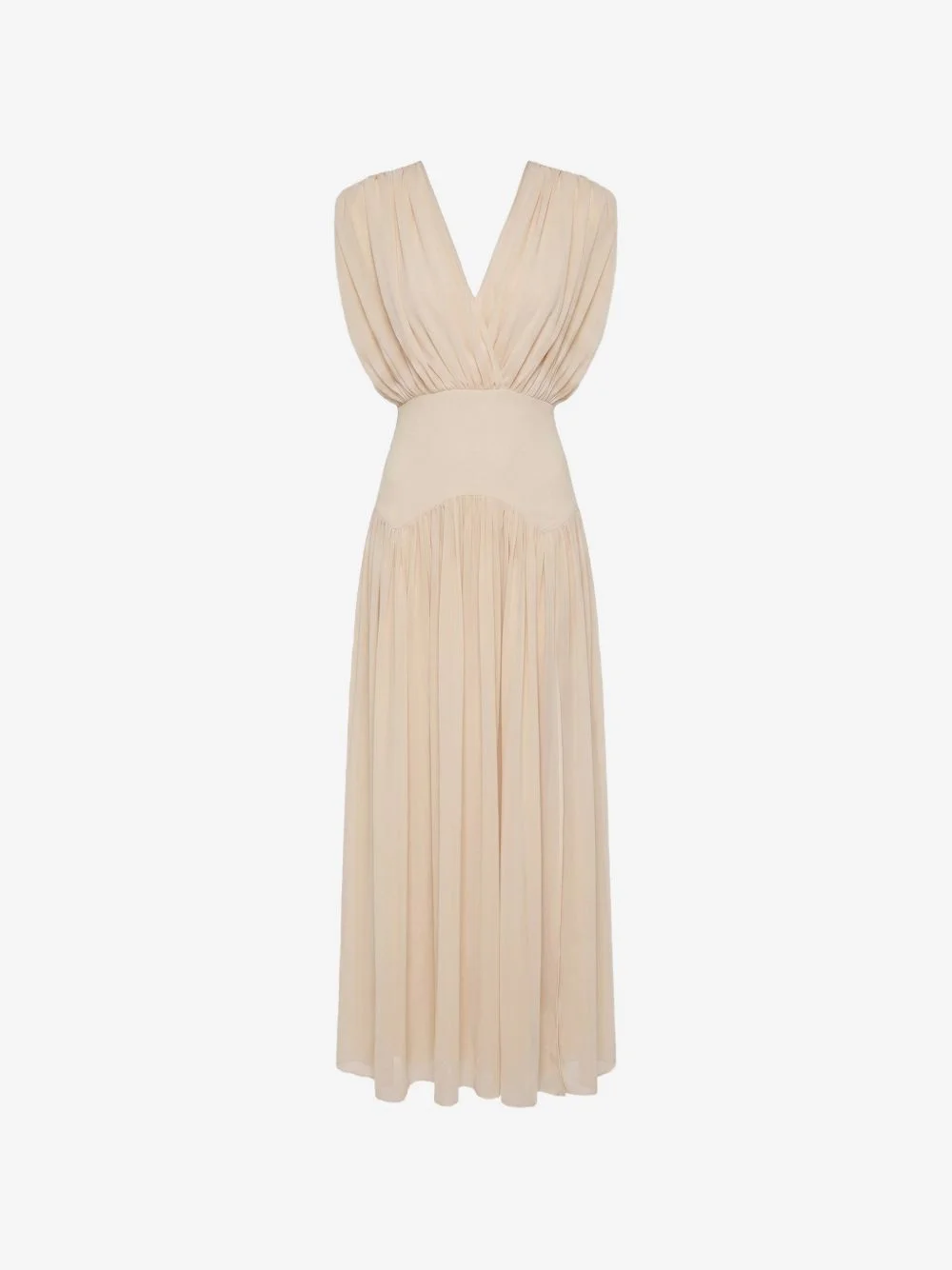 Giana plunging-neck pleated maxi dress - 1