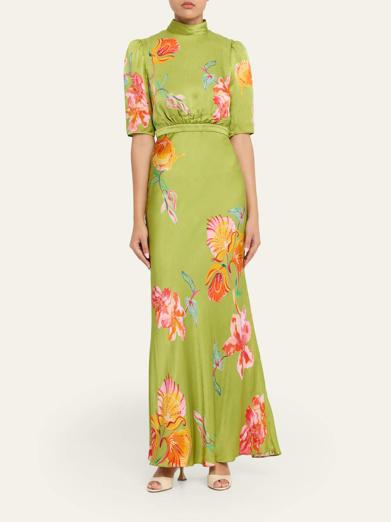 SALONI Adele B Floral Silk Dress outlook