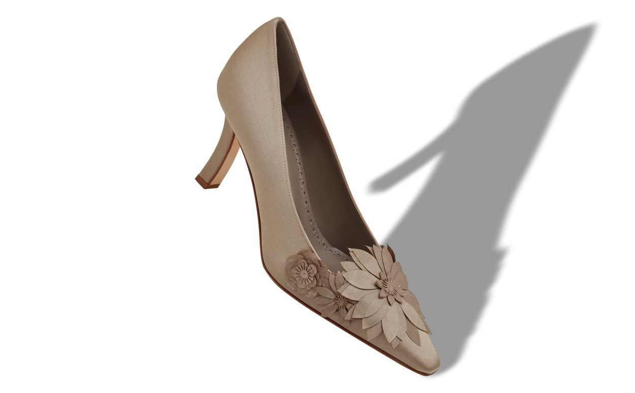Dark Grey Crepe Satin Pumps - 2