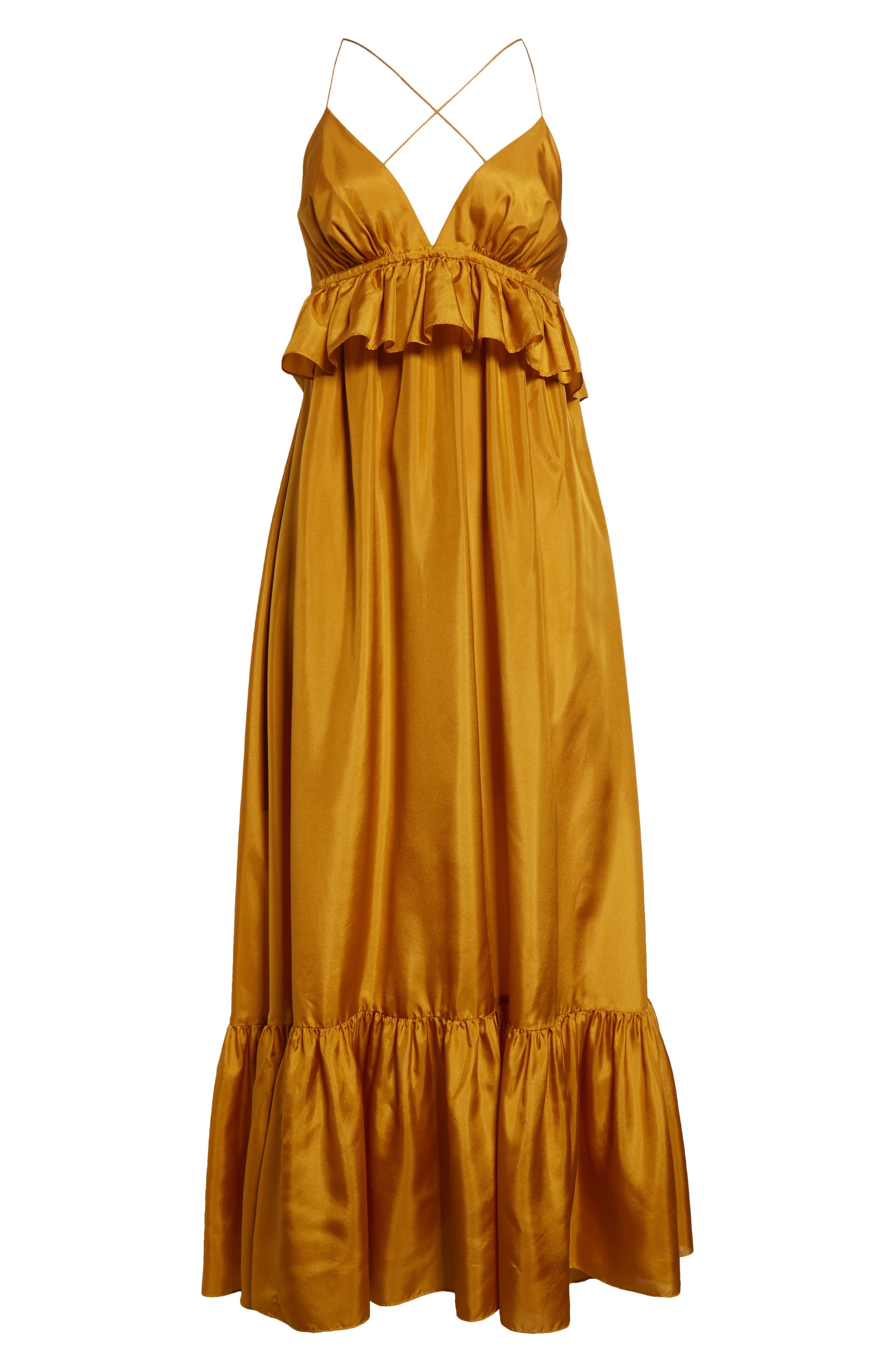 Zimmermann Rhiannon Tiered Ruffle Peplum Silk Maxi Dress in Gold at Nordstrom - 5