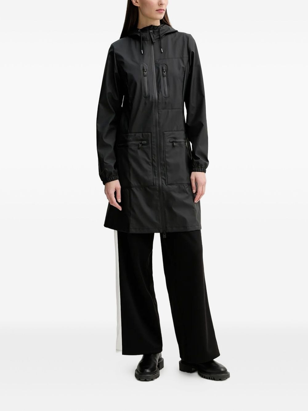 hooded pocketed raincoat - 2