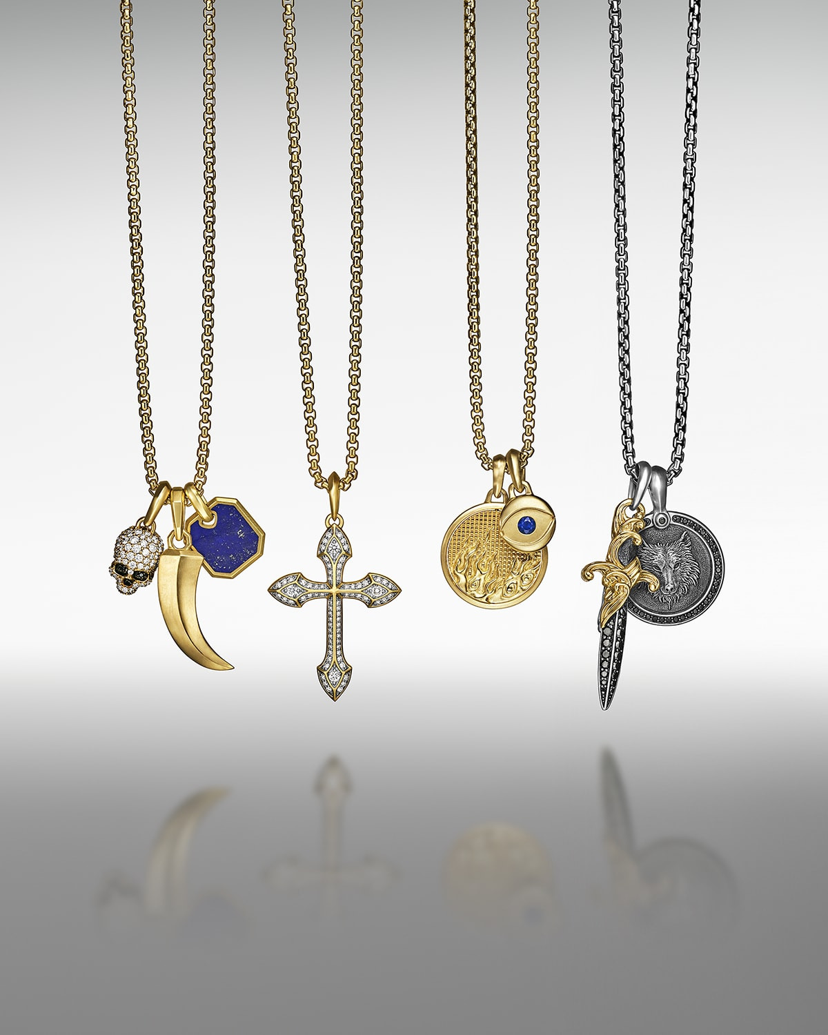 Men's Duality Pendant in 18K Gold, 30mm - 3
