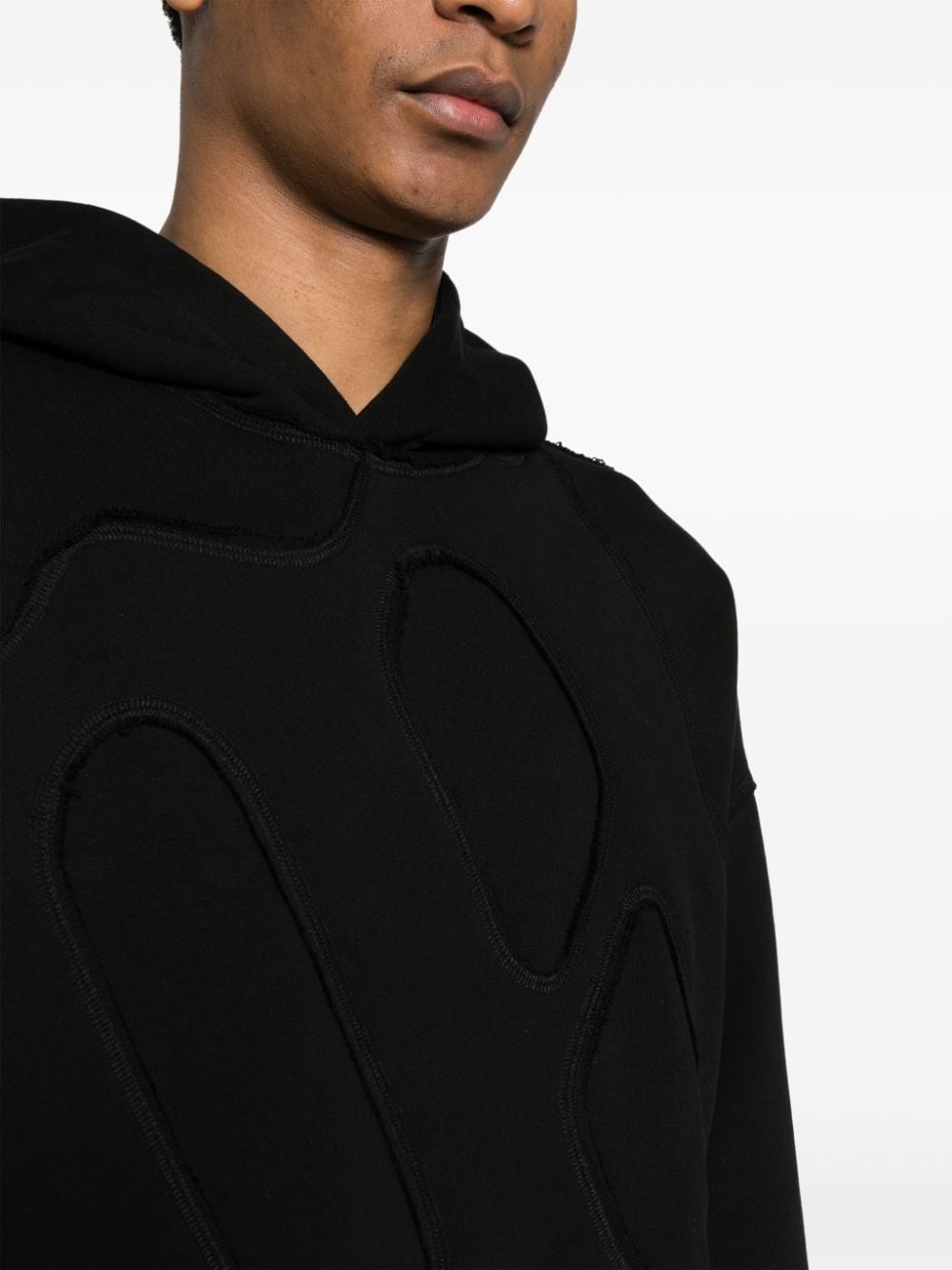 frayed-detailing panelled hoodie - 5