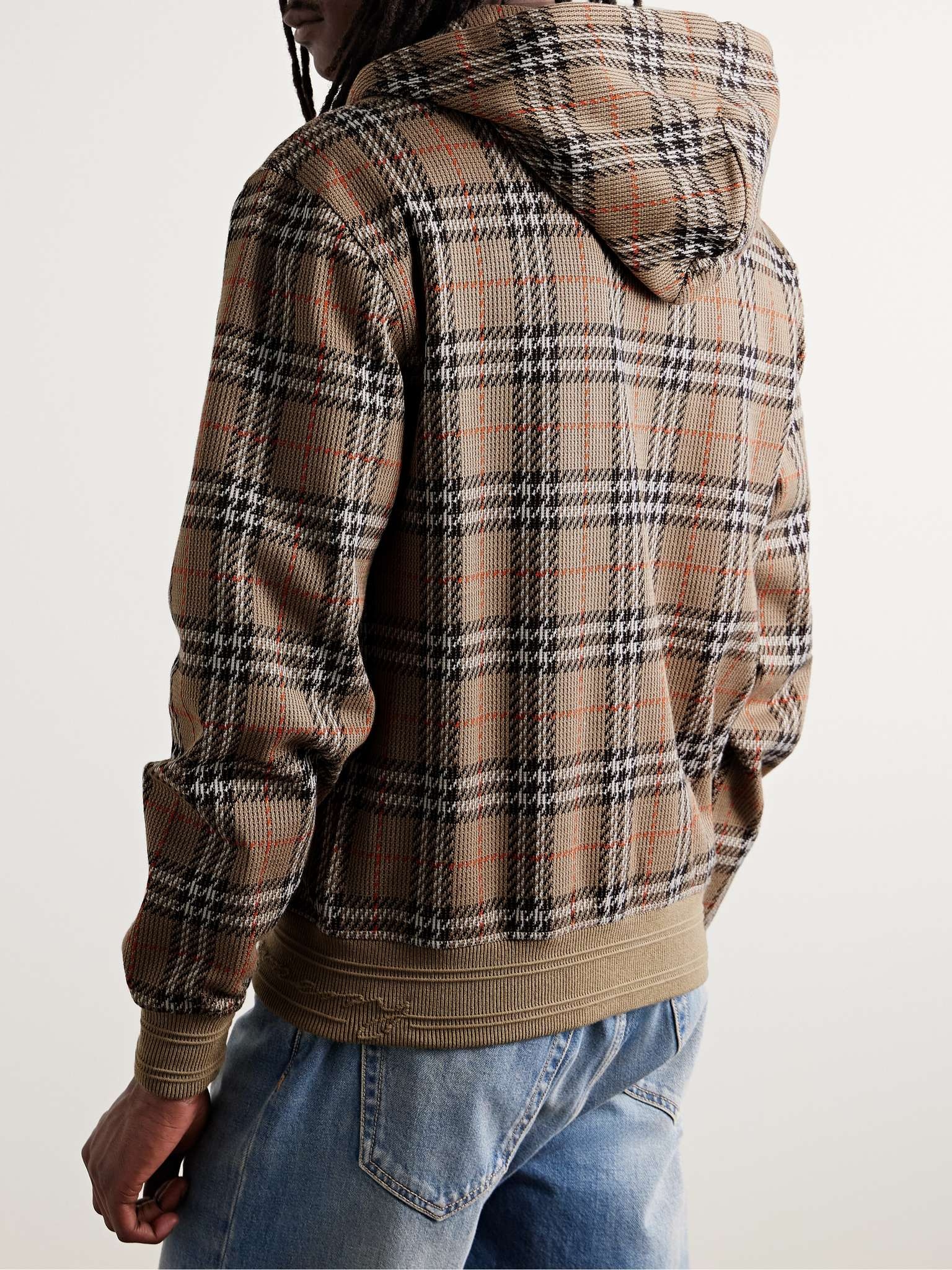 Checked Cotton-Blend Zip-Up Hoodie - 3