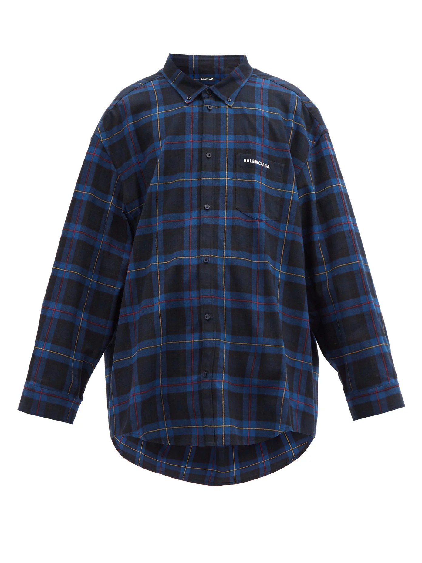 Logo-embroidered checked cotton-twill shirt - 1