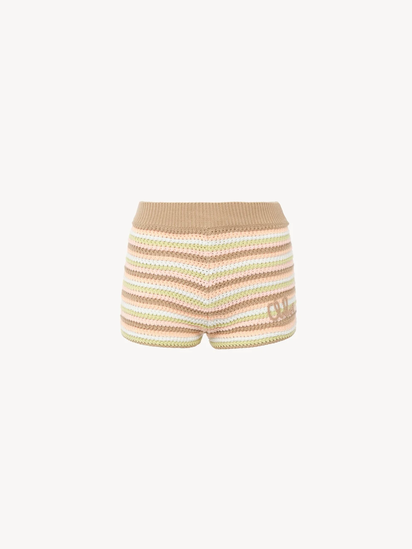 HIGH-RISE LOGO MINI SHORTS IN A COTTON CROCHET KNIT - 1