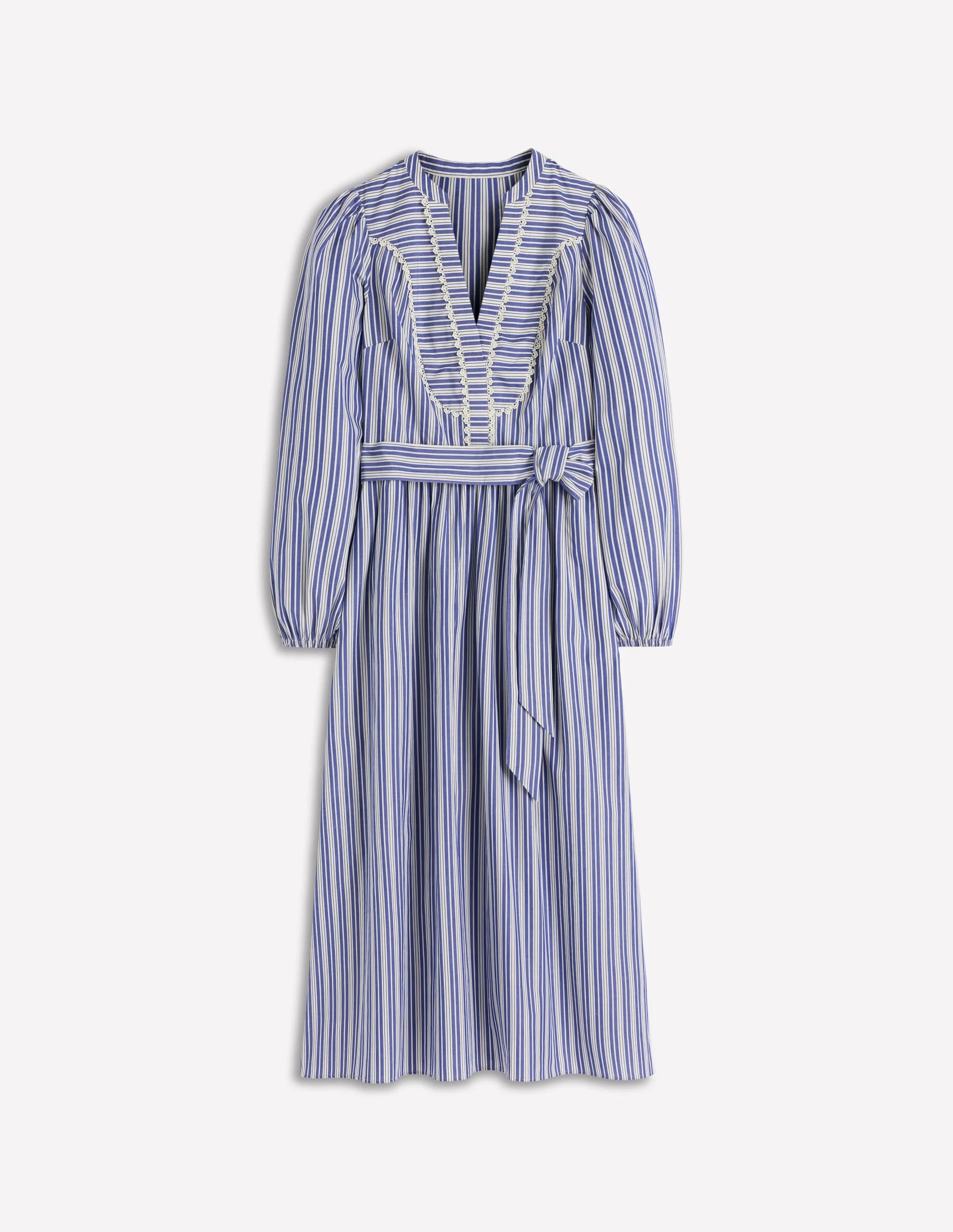 Cary Cotton Midi Dress-Bright Blue Varigated Stripe - 1