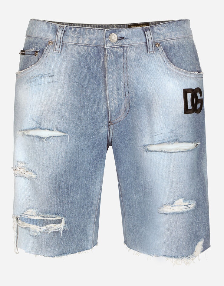 Light blue denim shorts with DG patch - 3