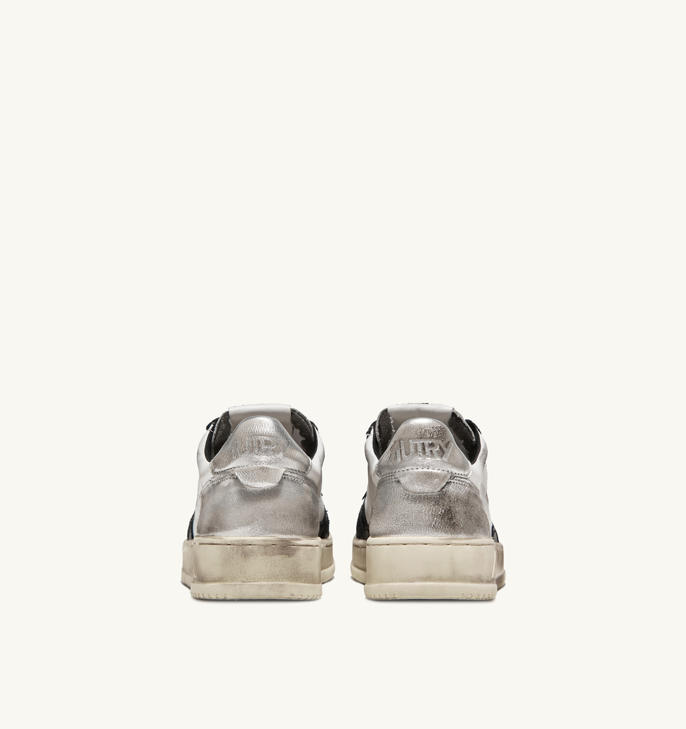 MEDALIST LOW SUPER VINTAGE SNEAKERS IN WHITE BLACK AND SILVER LEATHER - 3