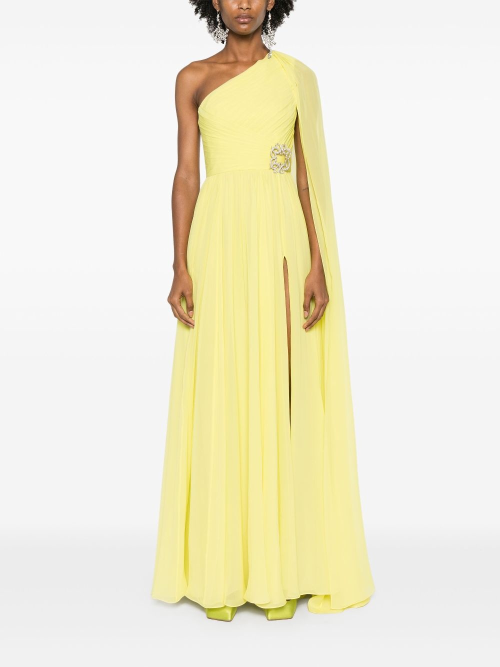 draped one-shoulder gown - 2