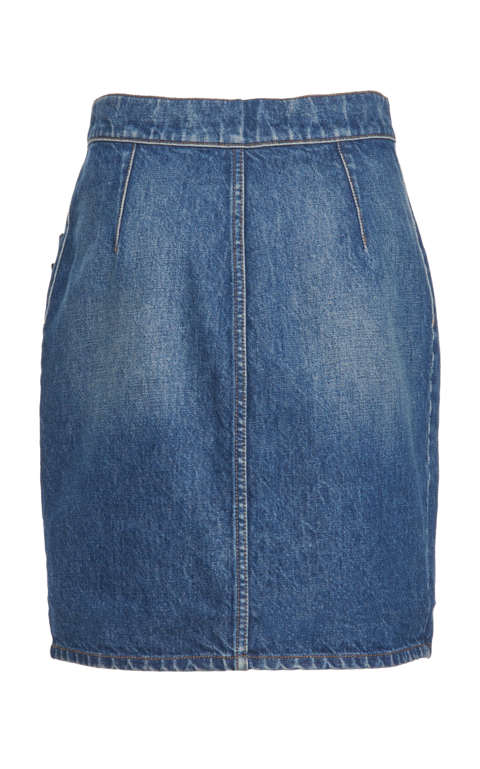 Belt-Detailed Denim Mini Skirt medium wash - 5