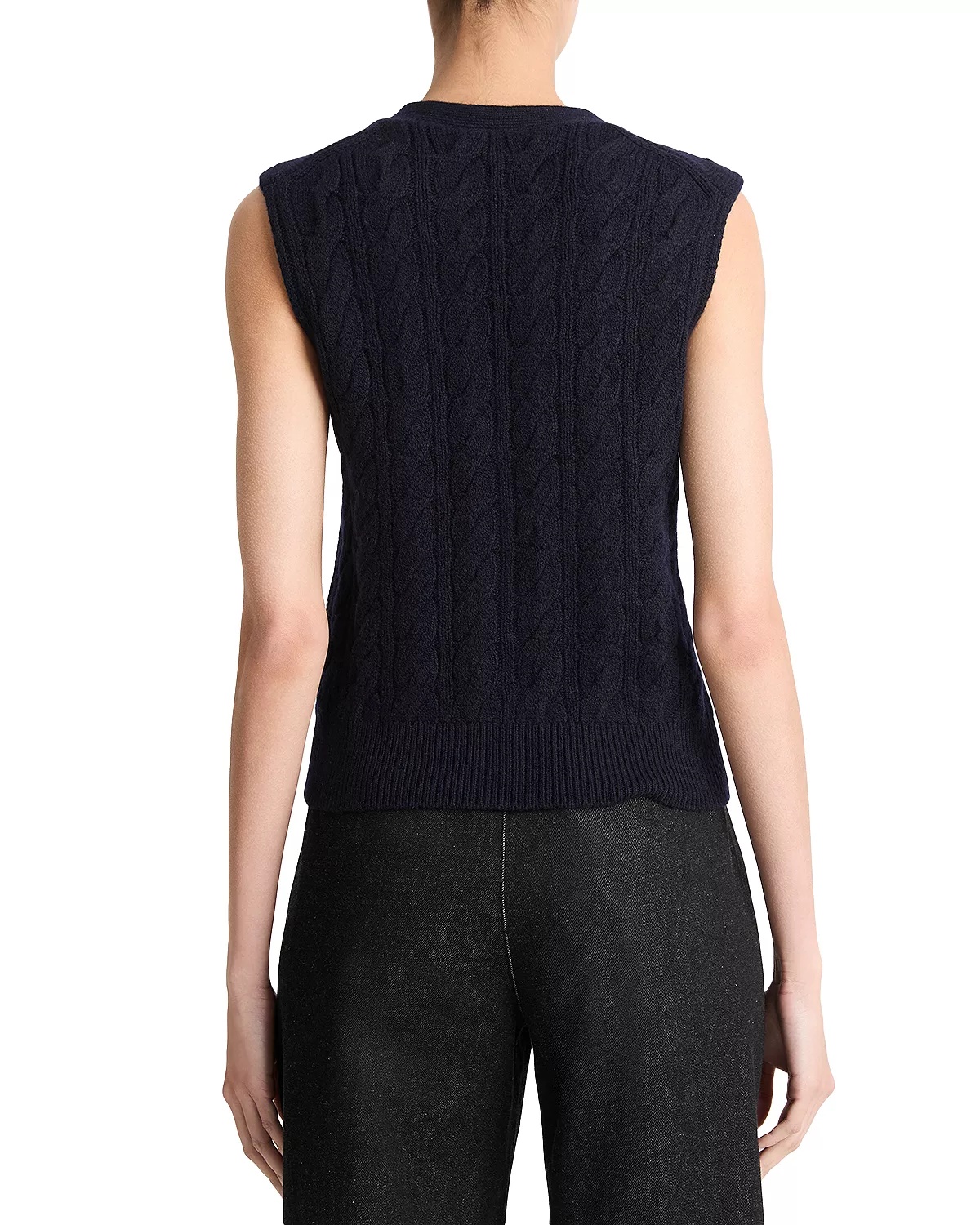 V Neck Cable Knit Sweater Vest - 3