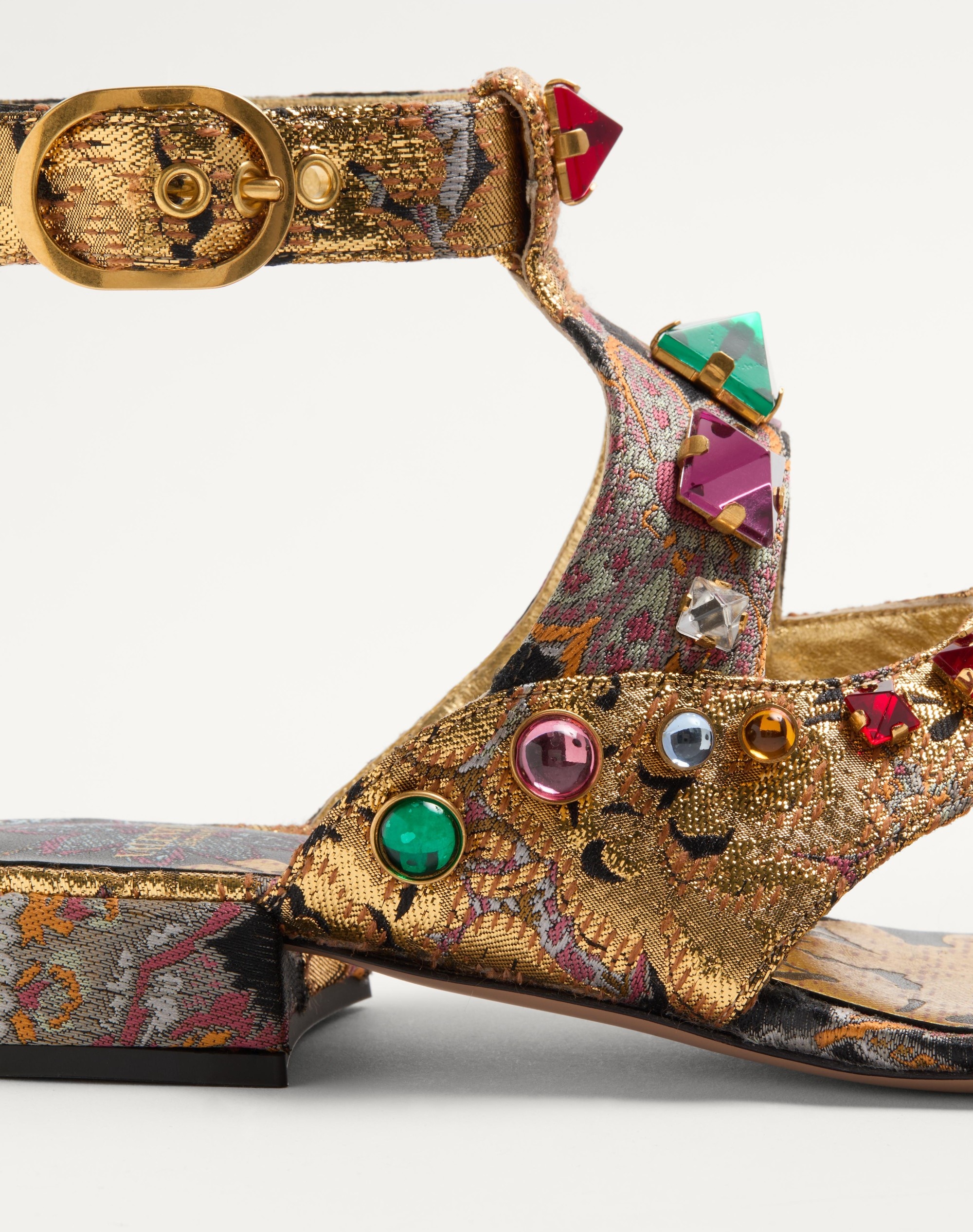 PRESHOES SANDAL IN APRES L'HIVER JACQUARD FABRIC WITH CRYSTALS 20MM - 8