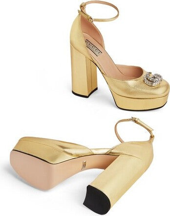 Gucci Crystal Double G Platform Pumps - 4