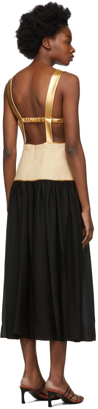 Beige & Black Corpetto Dress - 3