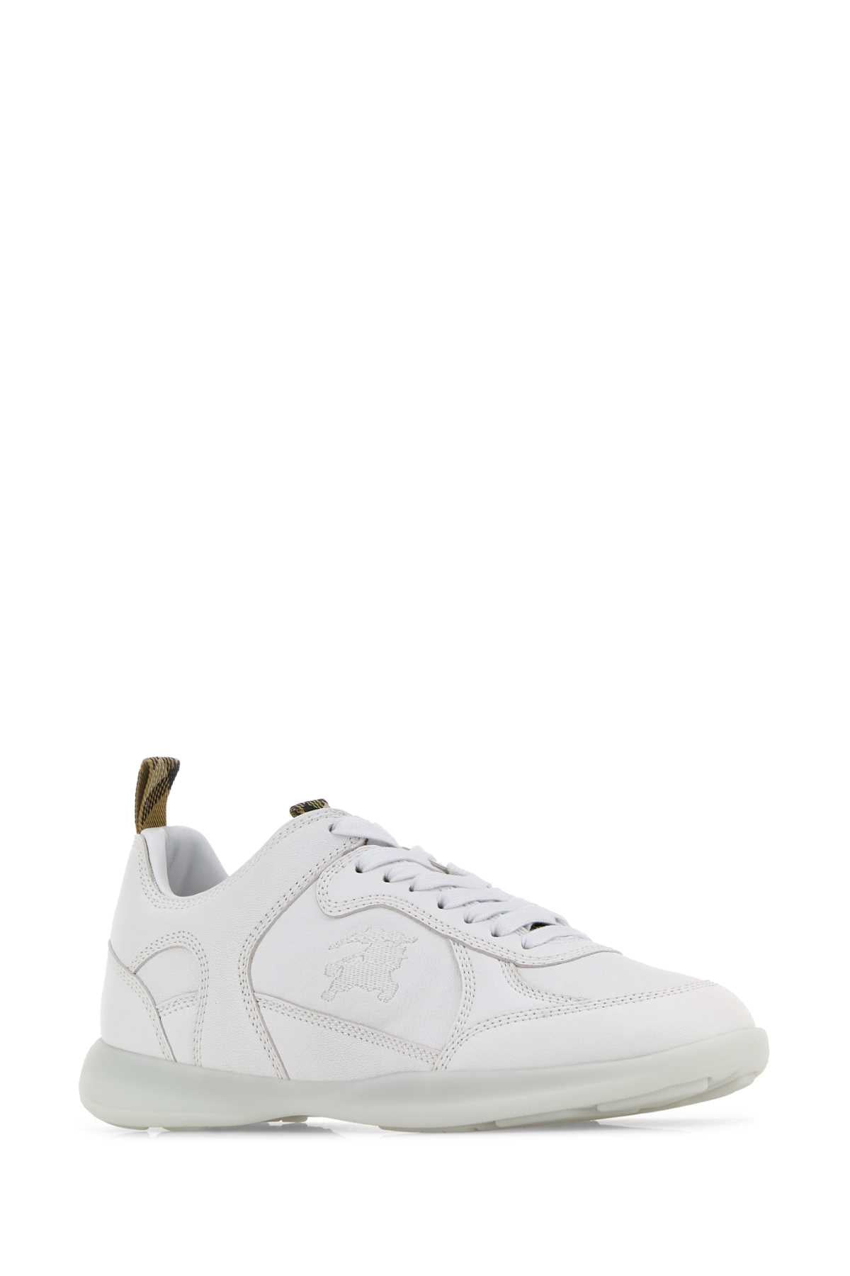 Burberry Men White Leather Sneakers - 2