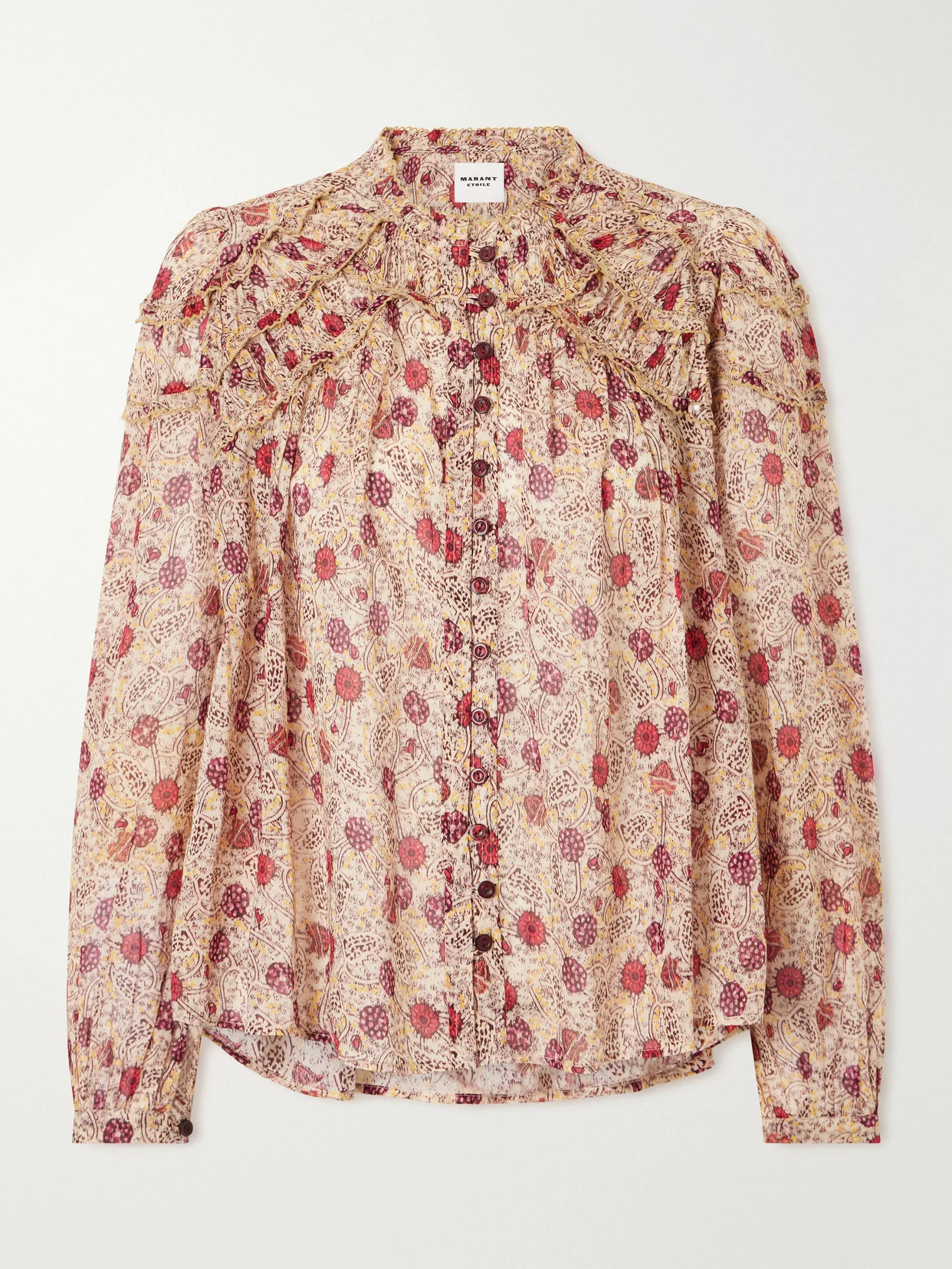 Christa Ruffled Printed Cotton Blouse - 1
