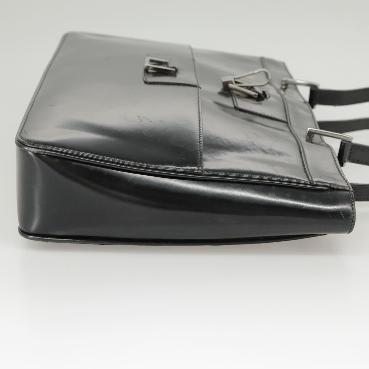 GUCCI Tote Bag Patent Leather Black Silver 002 002 - 8