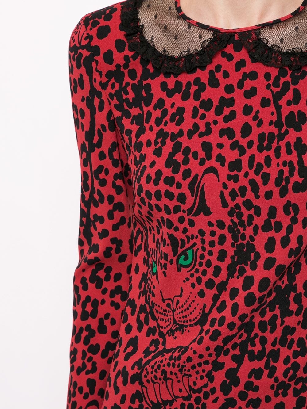 leopard pattern fitted dress - 5